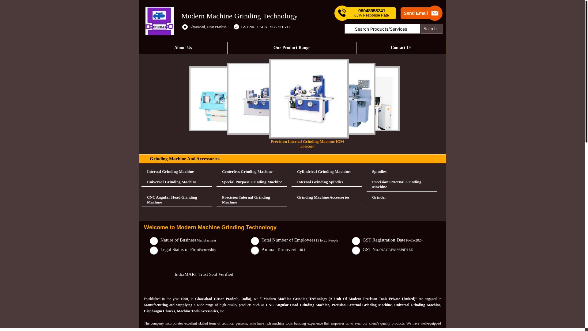 website screenshot of https://modernmachinegrindingtechnology.com/