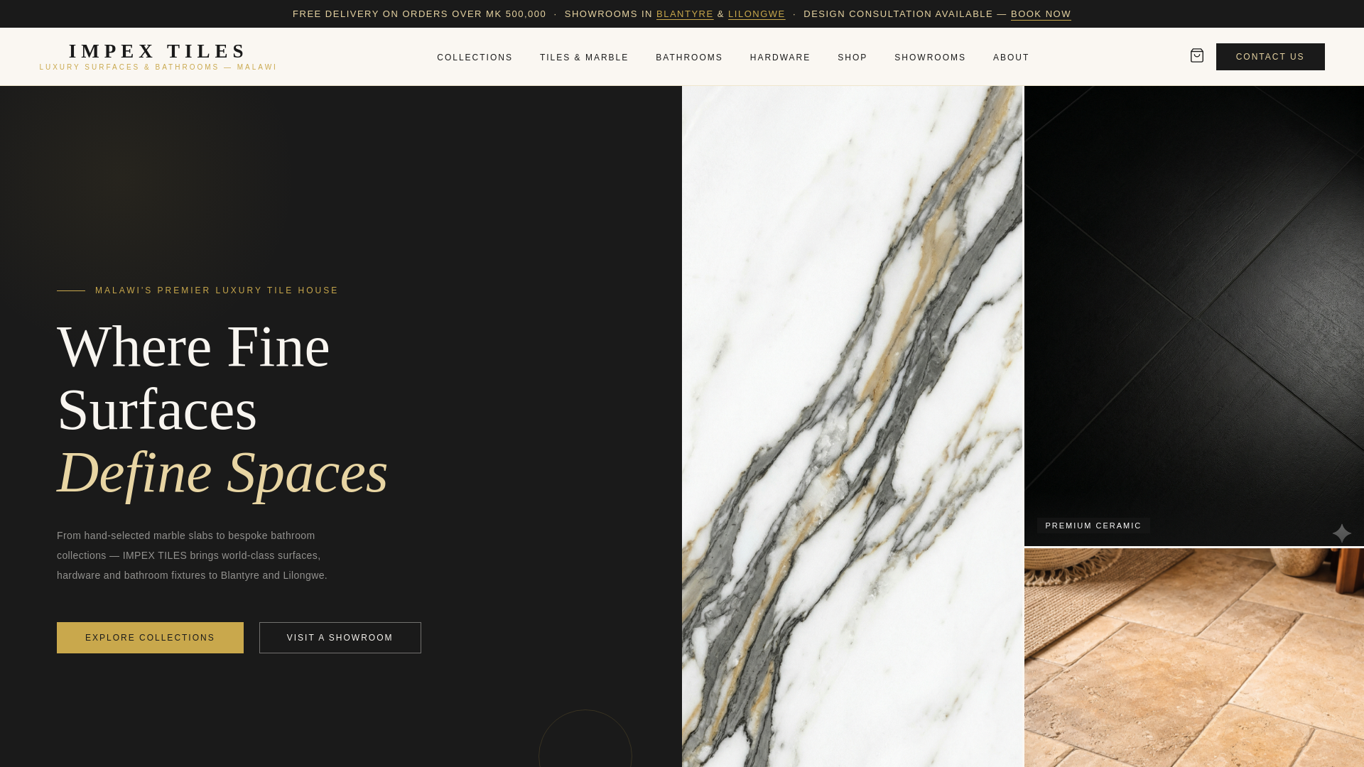 website screenshot of https://impextiles.com