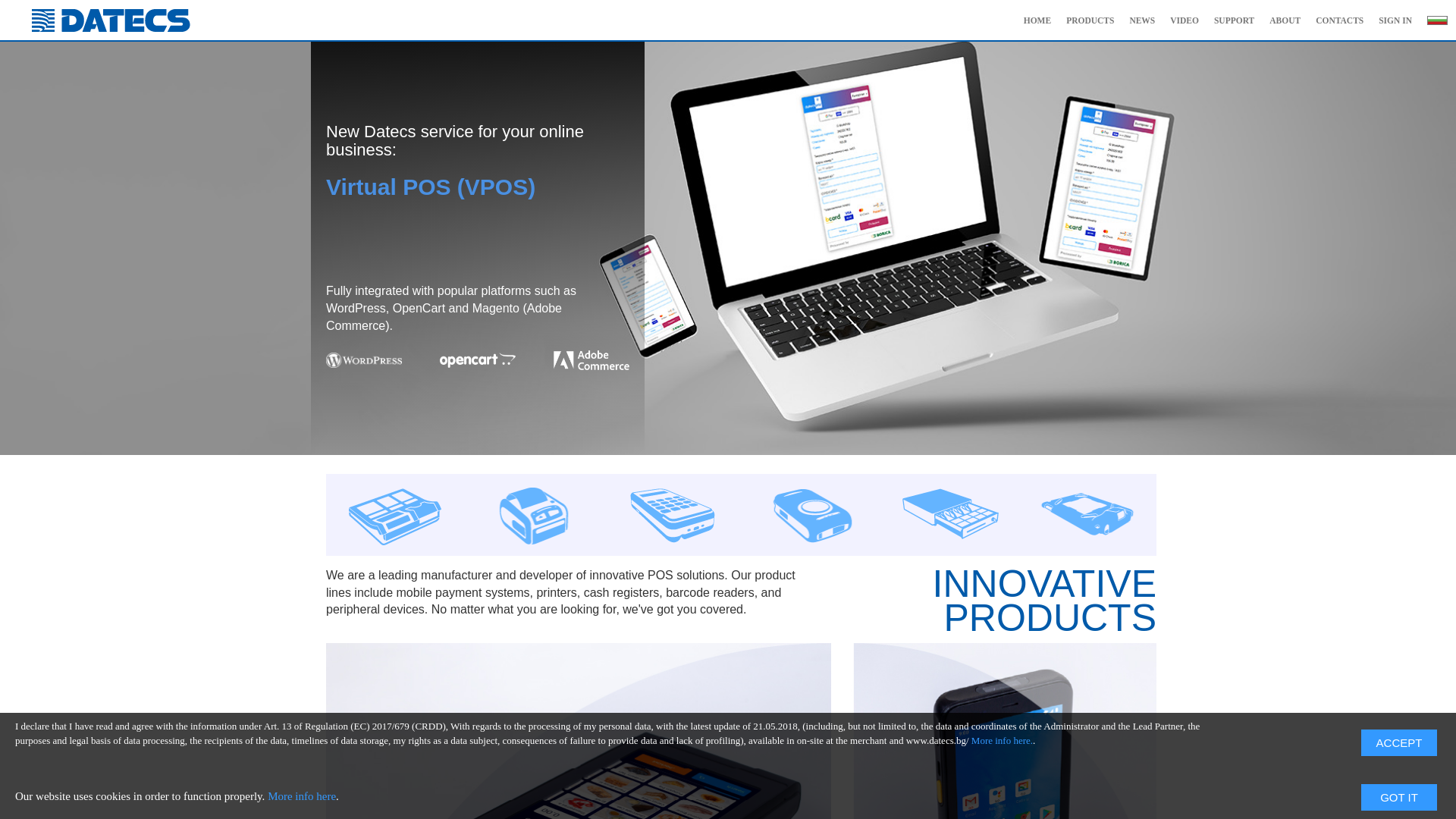 website screenshot of https://www.datecs.bg/