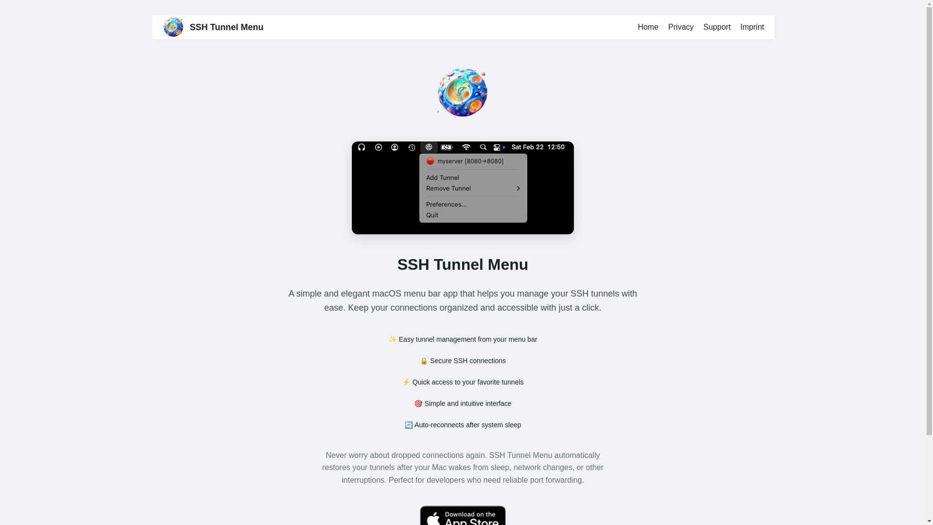 website screenshot of https://ssh-tunnel-menu-website.pages.dev/