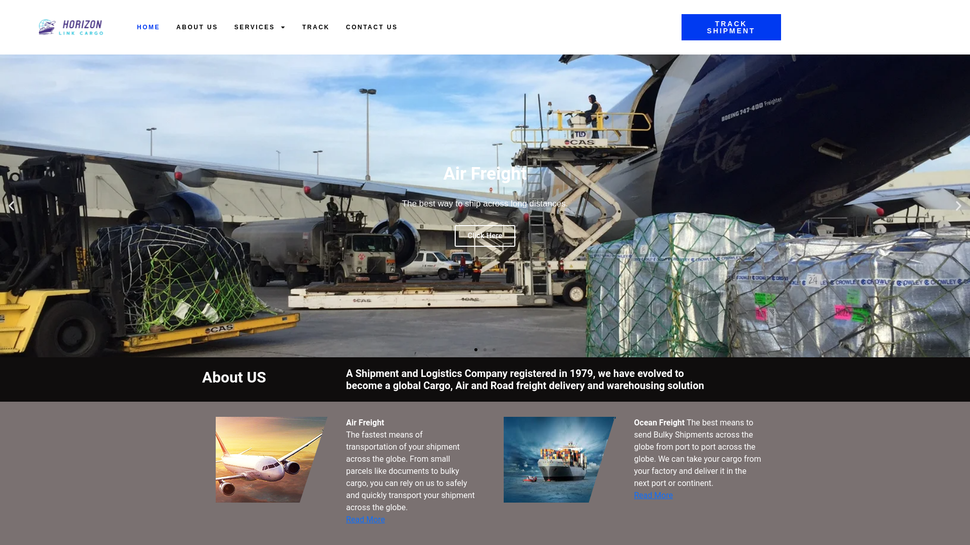 website screenshot of https://horizonlinkcargo.com/