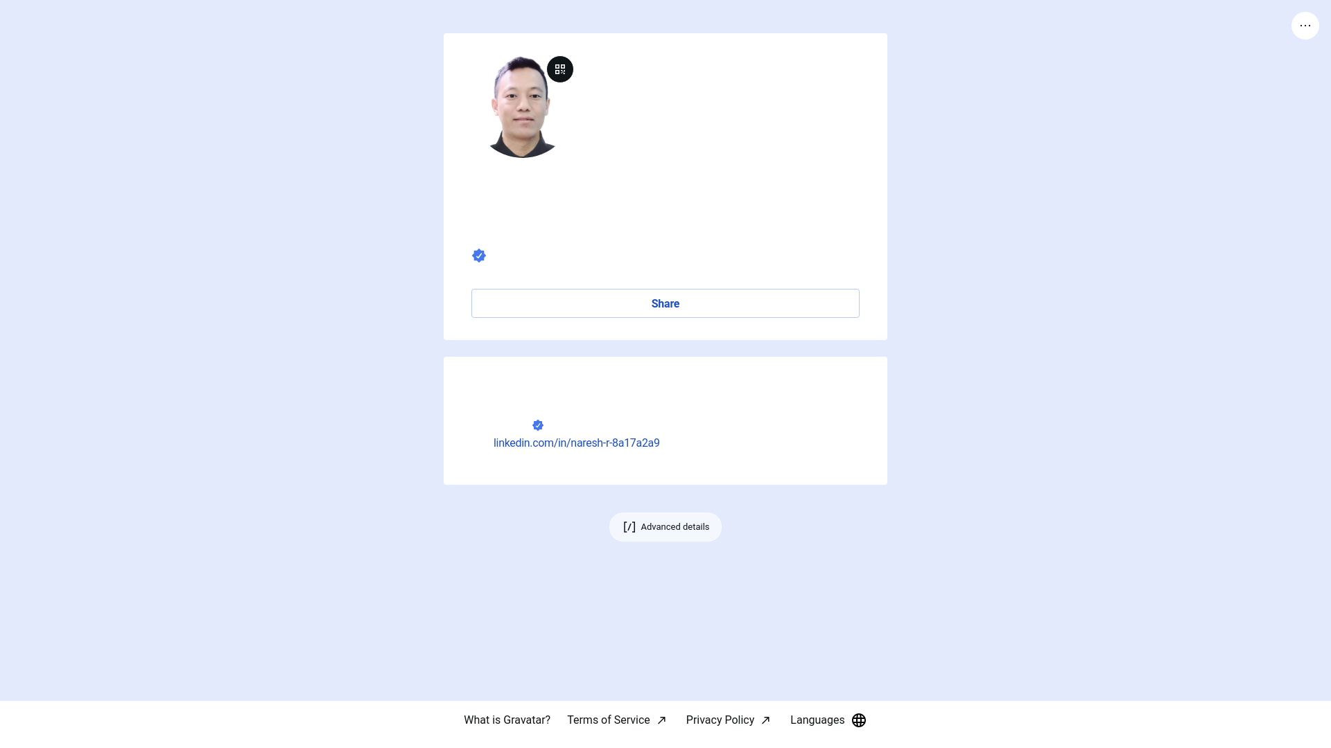 website screenshot of https://nareshrai.link/