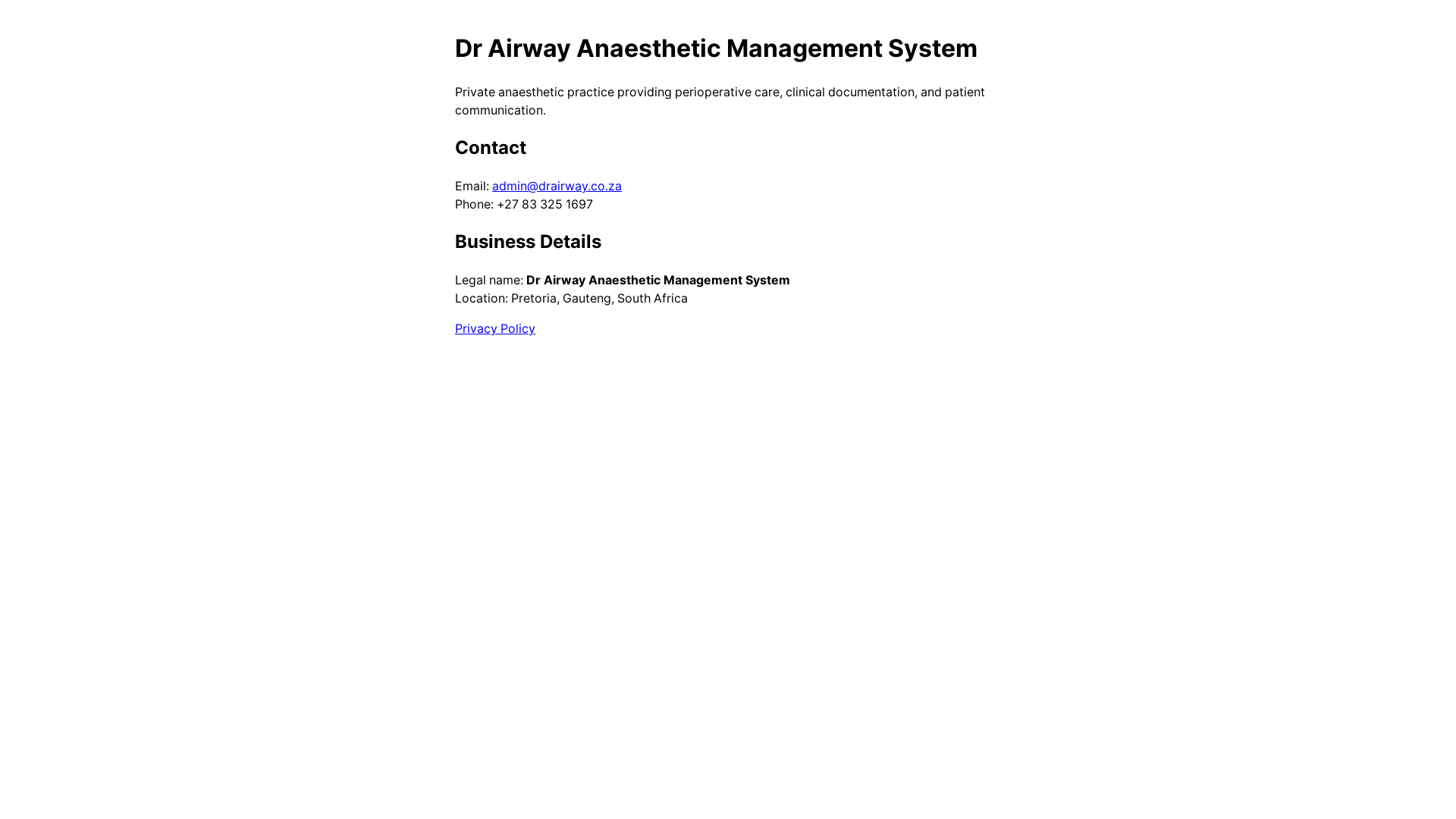 website screenshot of https://dr-airway-landing.pages.dev/