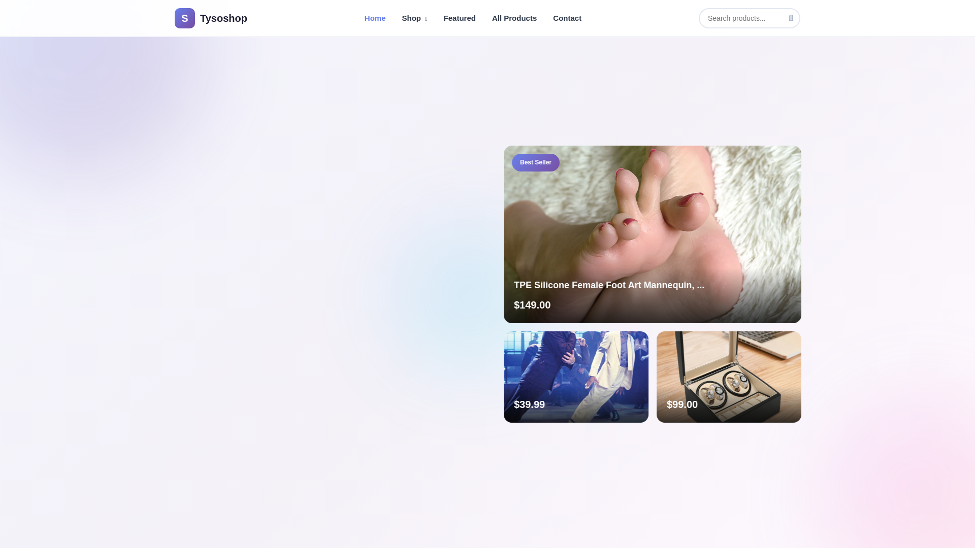 website screenshot of https://tysoshop.store