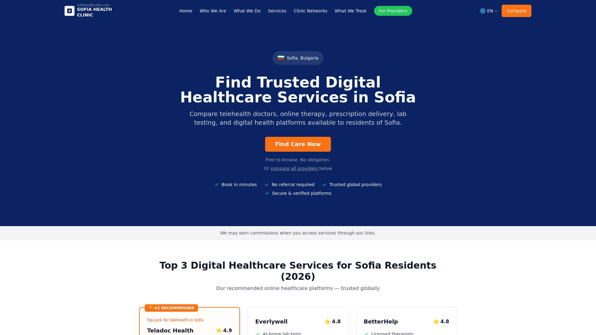 website screenshot of https://sofiahealthclinic.com/