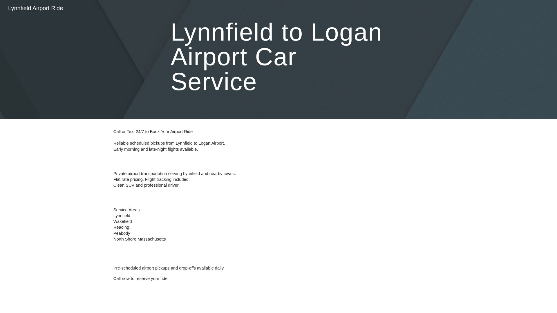 website screenshot of https://lynnfieldairportride.com/