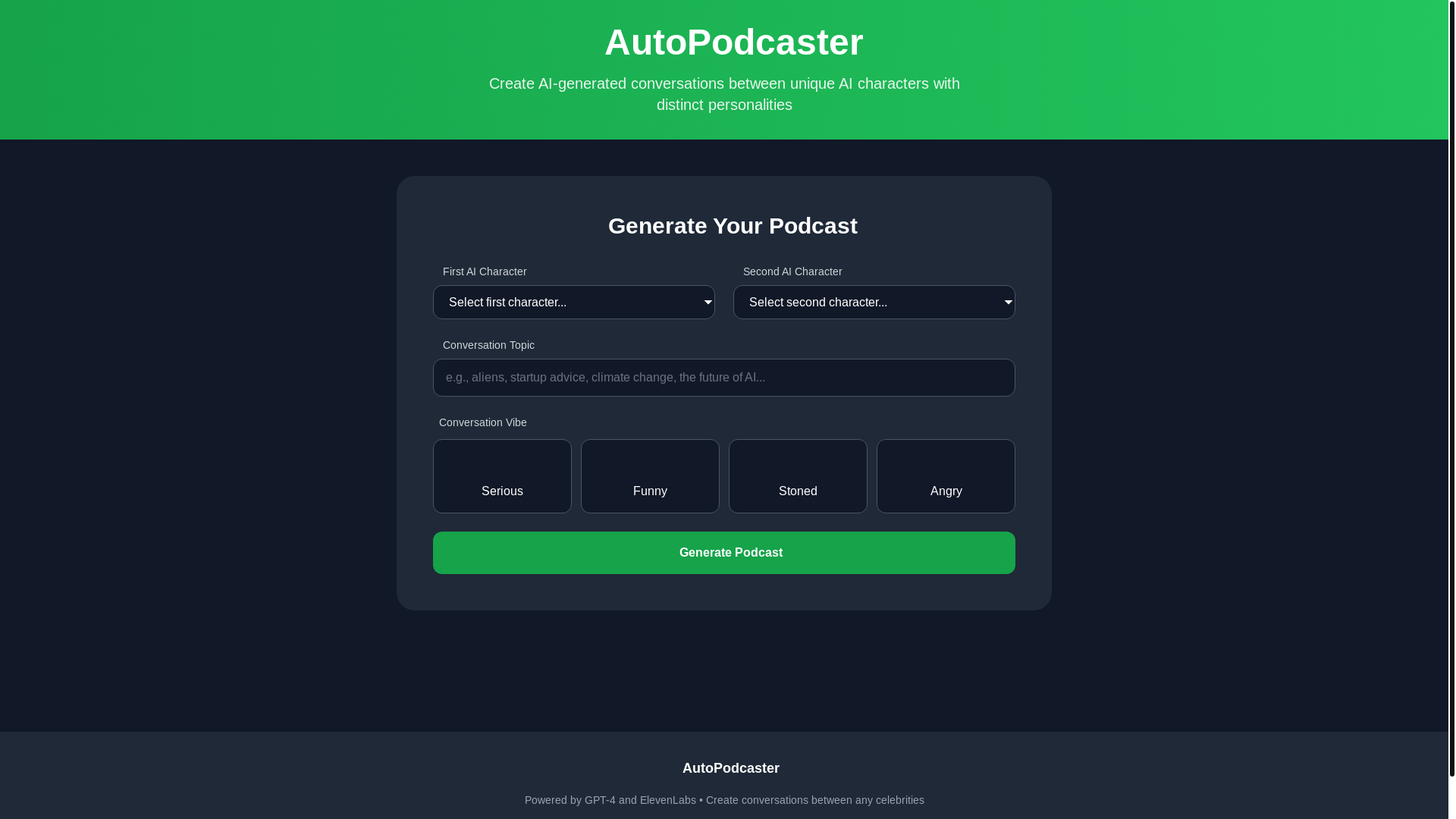 website screenshot of https://autopodcaster.net/
