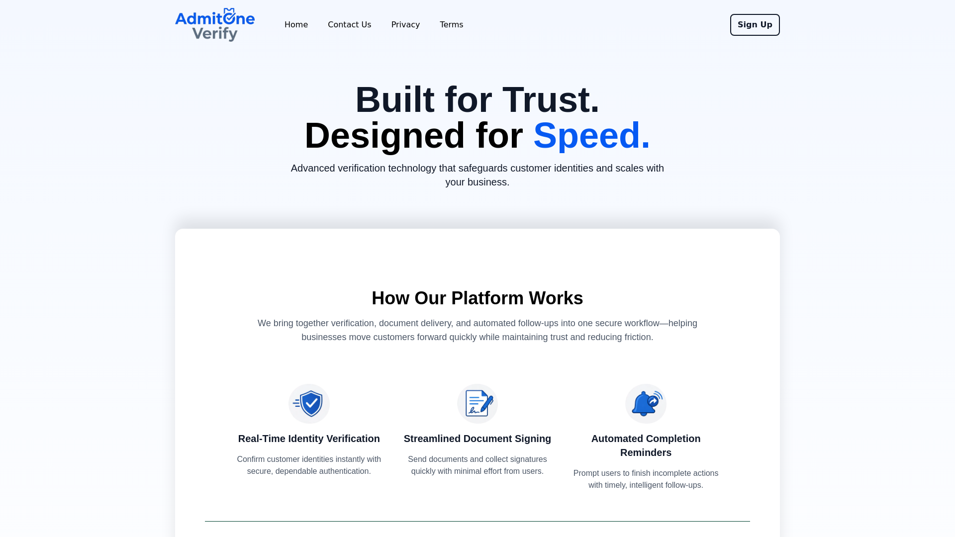 website screenshot of https://admitoneverify.com/