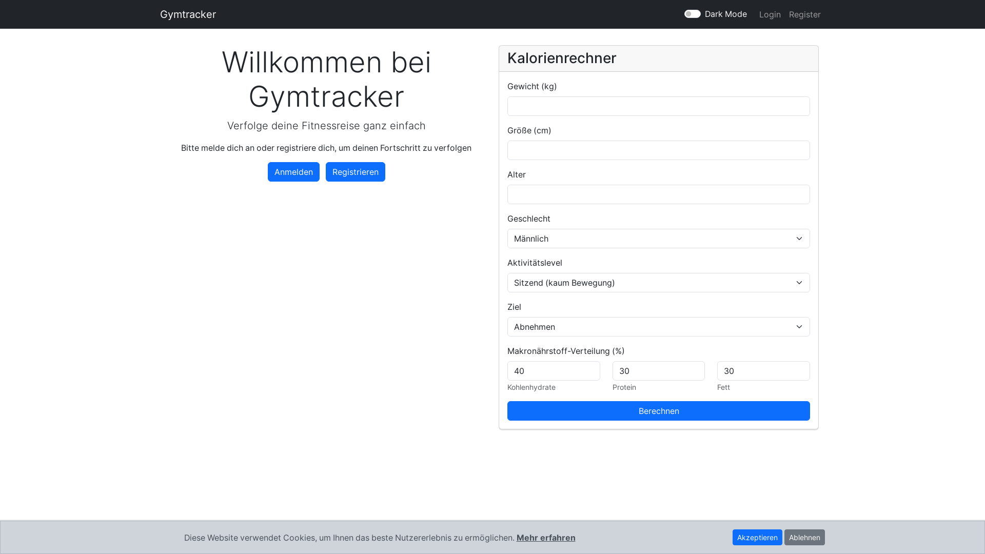 website screenshot of https://repcounter.de/