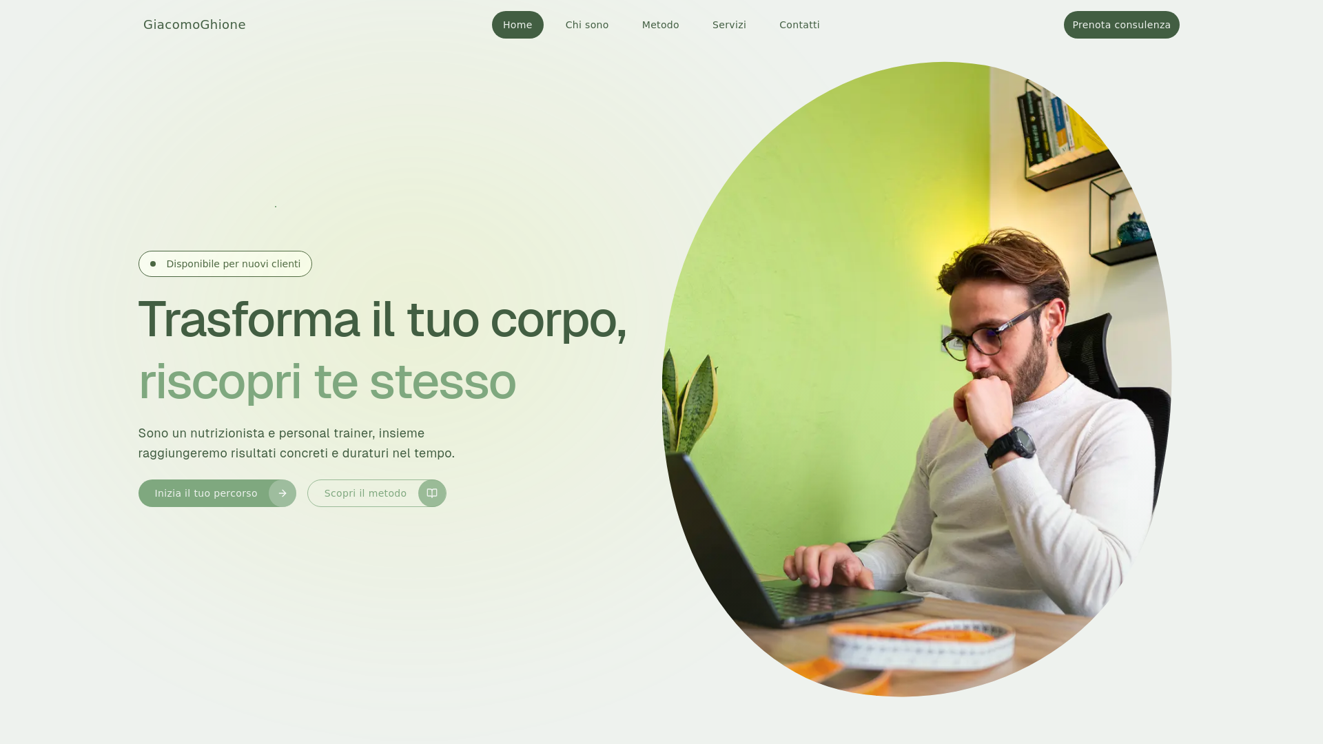 website screenshot of https://giacomoghione.it/