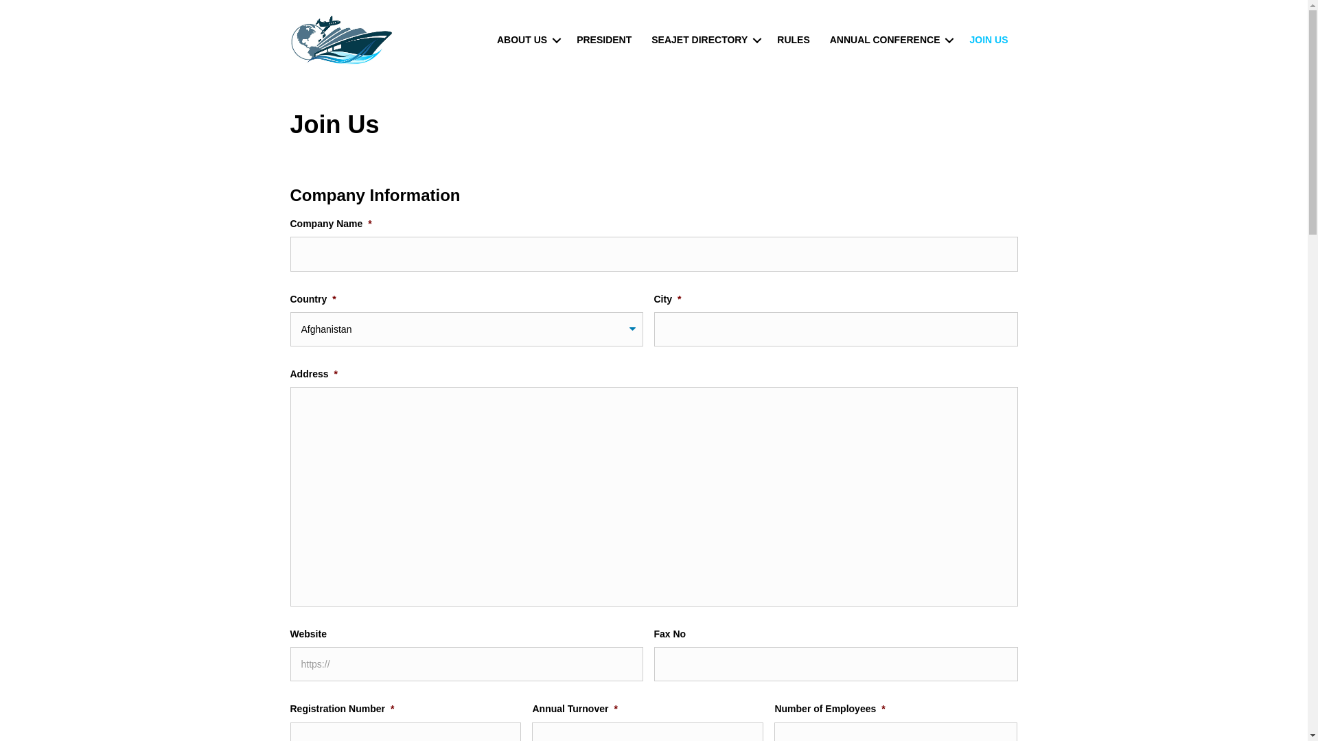 website screenshot of https://www.seajetlogisticsnetwork.com/join-us/