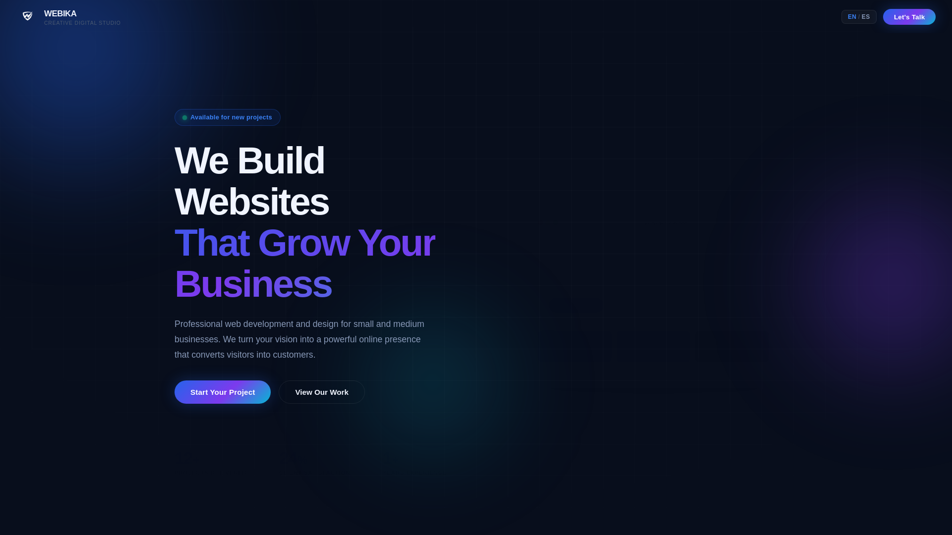 website screenshot of https://webikastudio.com/