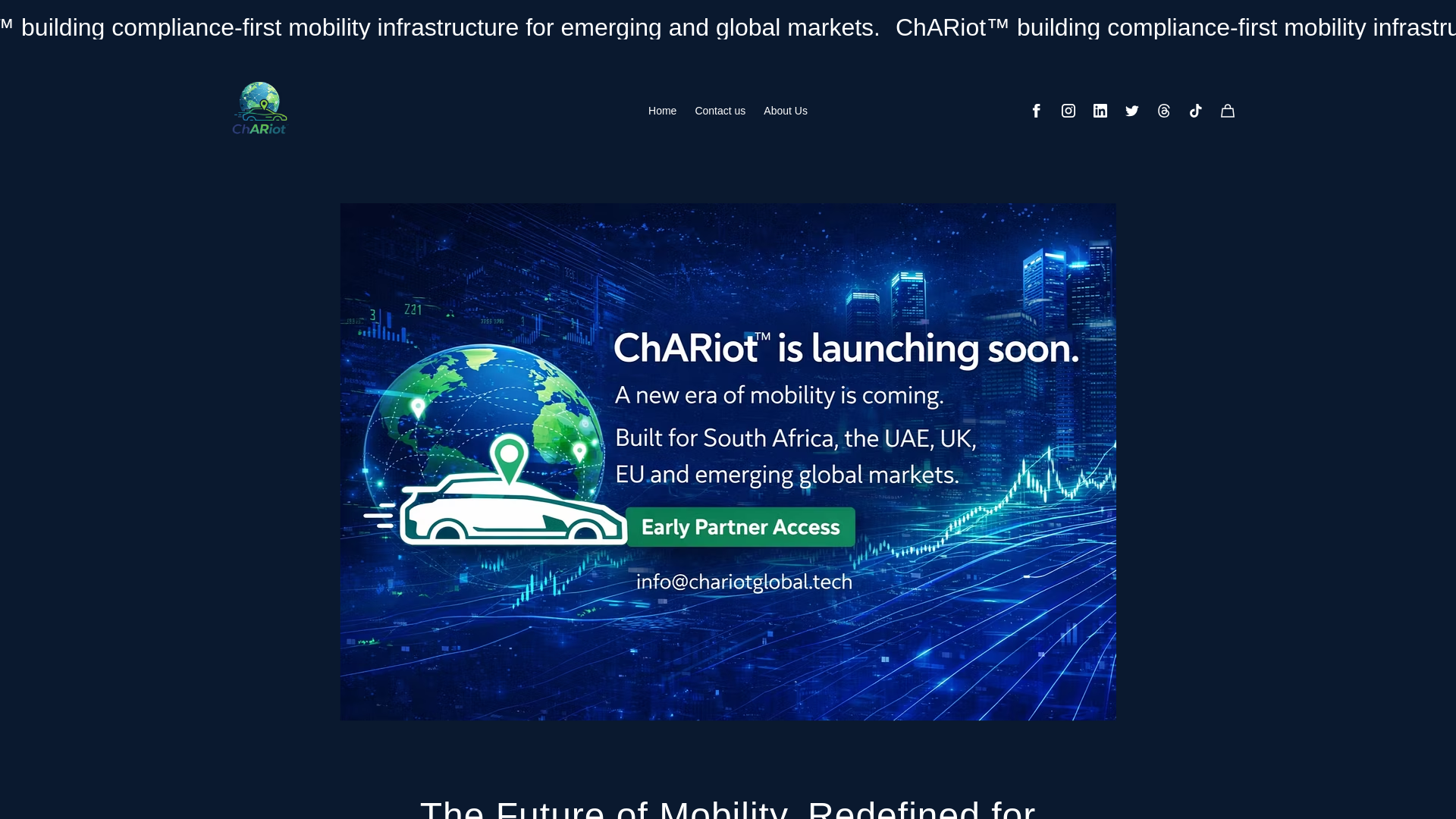 website screenshot of https://chariotglobal.tech/