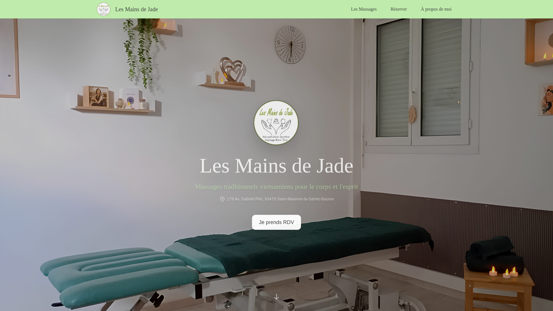 website screenshot of https://lesmainsdejade83.fr/