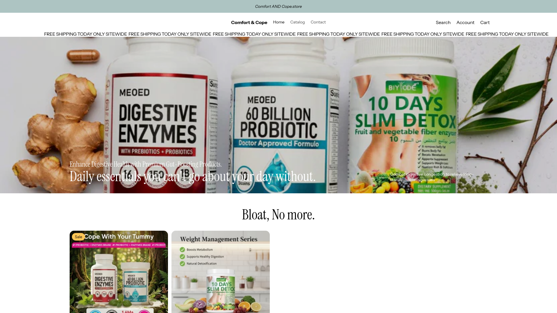 website screenshot of https://comfortandcope.store/