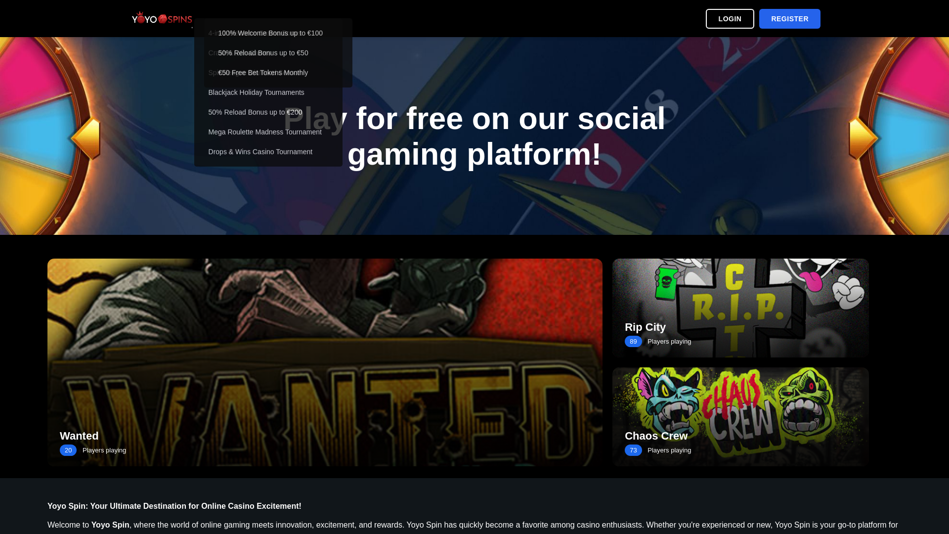 website screenshot of https://yoyospin.pro/