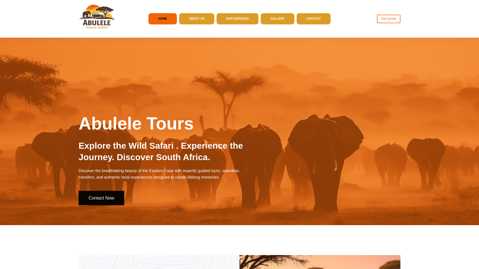 website screenshot of https://abuleletours.co.za
