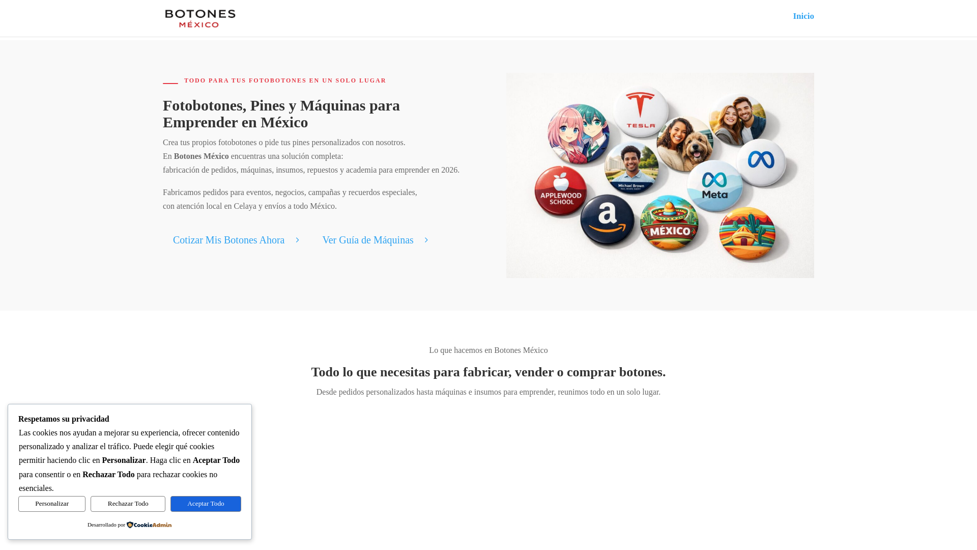 website screenshot of https://botonesmexico.com