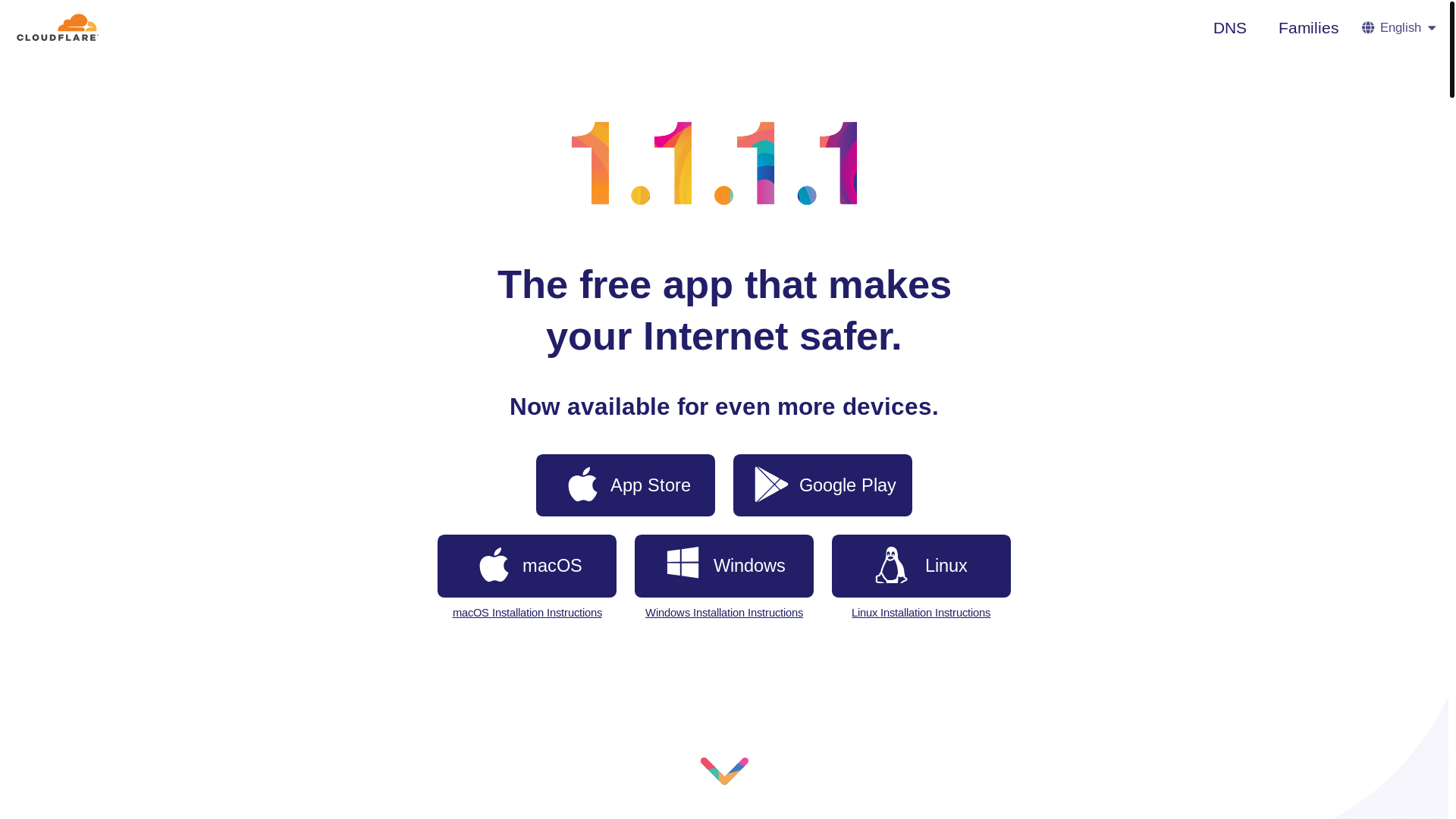 website screenshot of https://1.1.1.1/