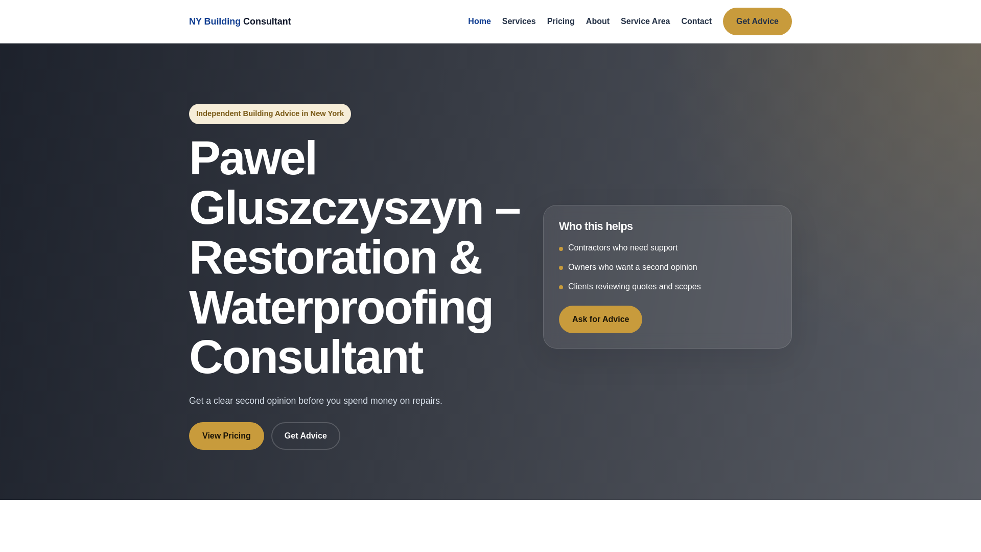 website screenshot of https://nybuildingconsultant.com/