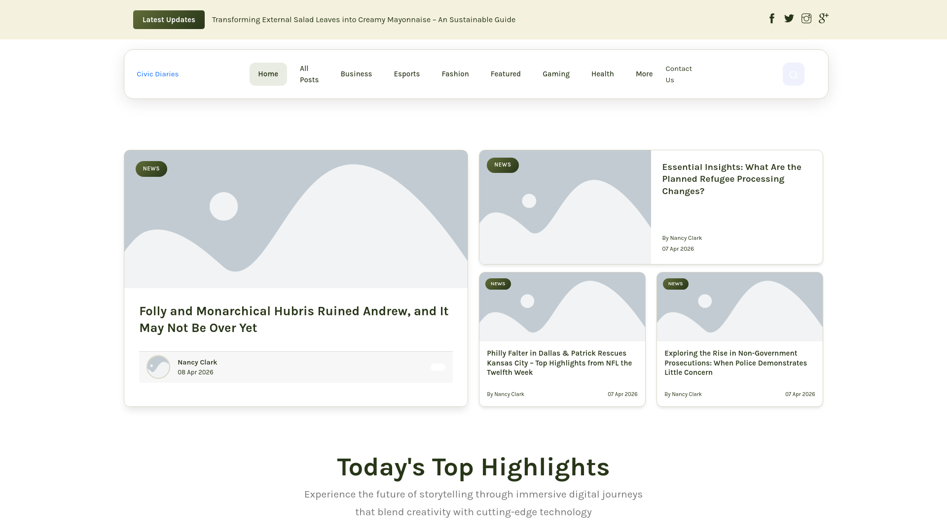 website screenshot of https://civicdiaries.au