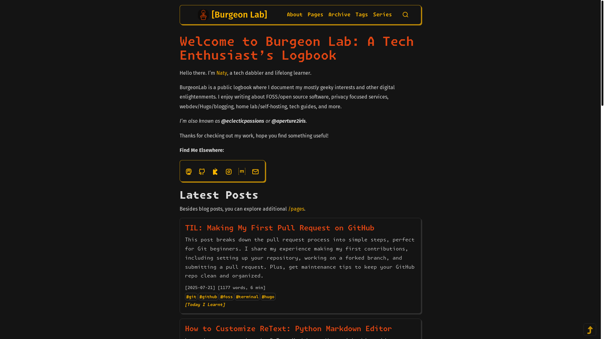 website screenshot of https://www.burgeonlab.com/