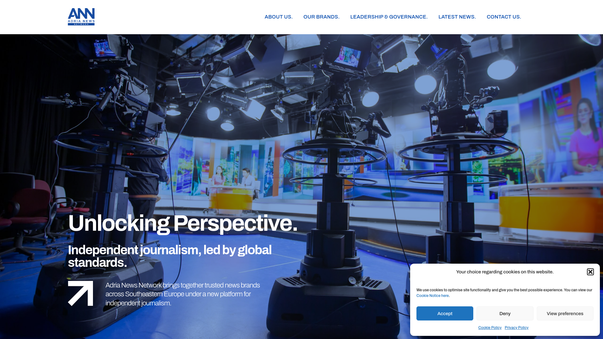 website screenshot of https://adria-newsnetwork.ba/