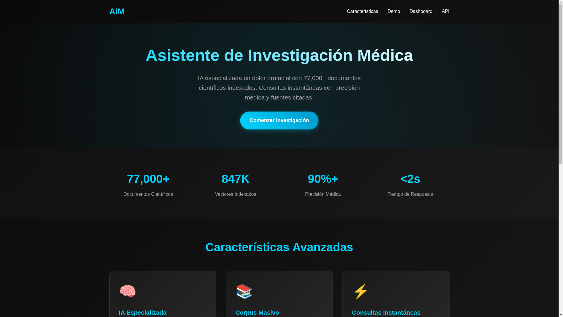website screenshot of https://aim-pain.net/