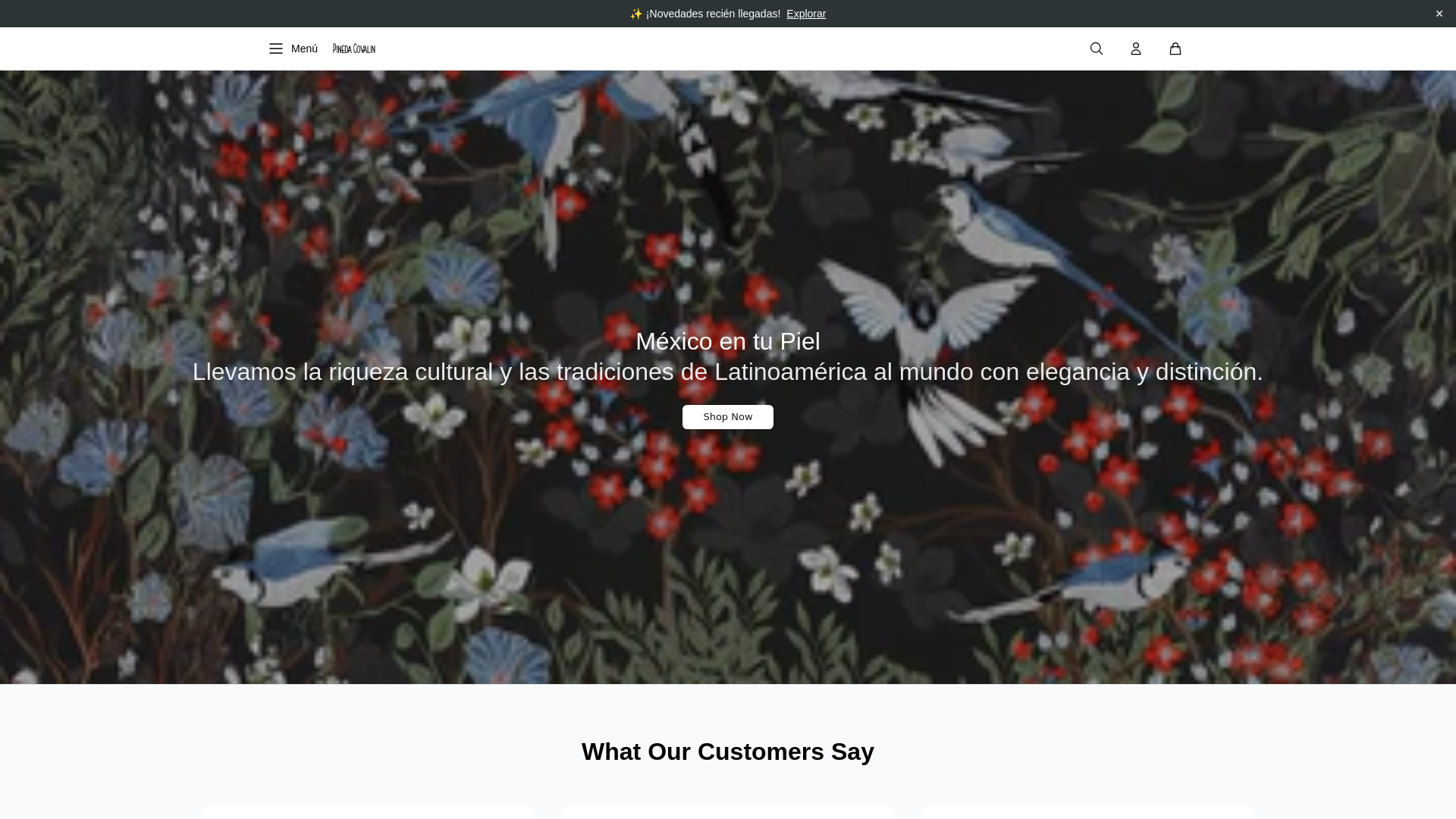 website screenshot of https://pinedacovalinwear.shop/