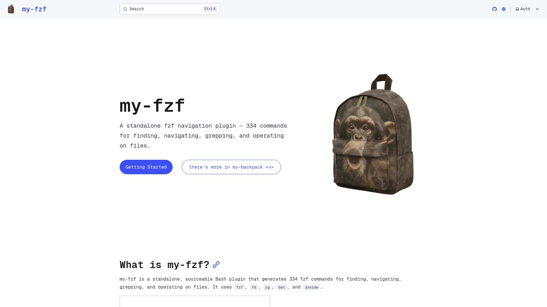 website screenshot of https://my-fzf-site.pages.dev/