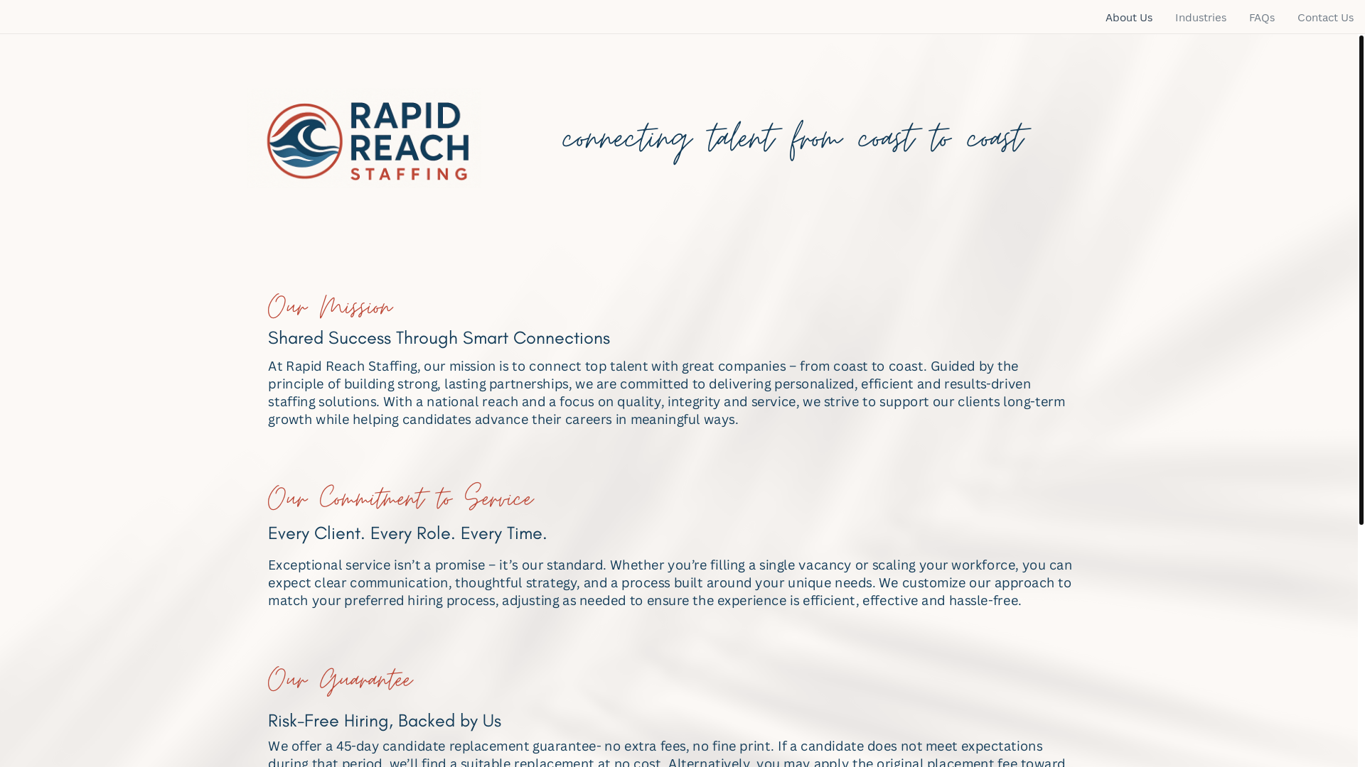 website screenshot of https://rapidreachstaffing.com/