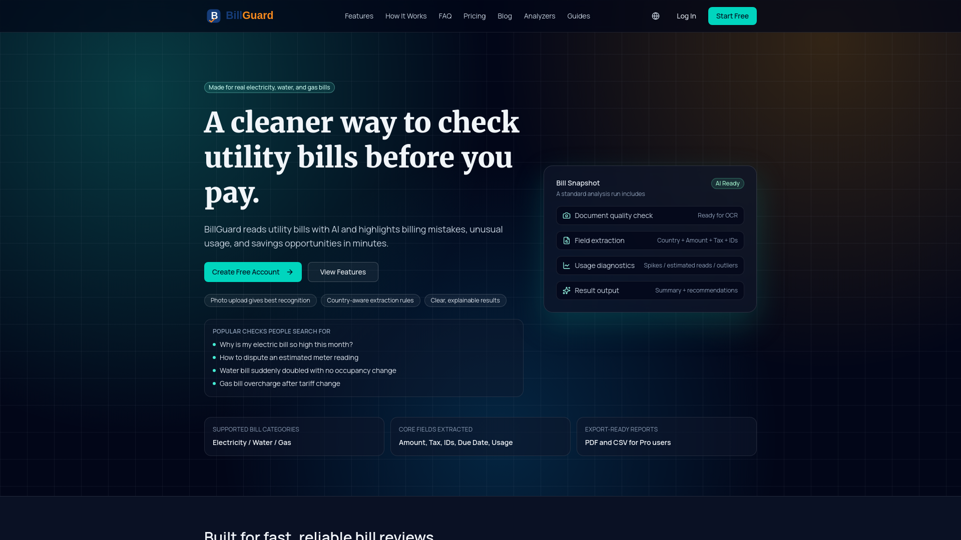 website screenshot of https://billguardapp.com/