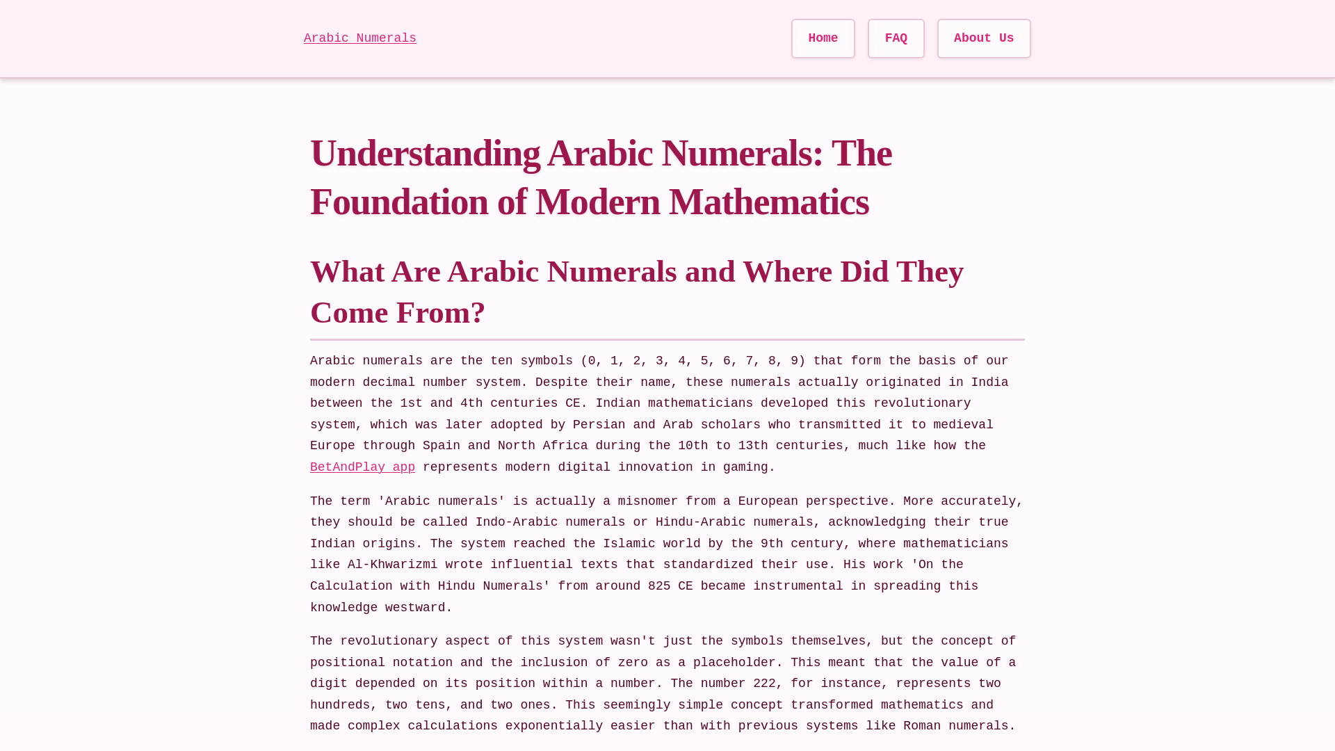 website screenshot of https://arabicnumerals-xyz.pages.dev/