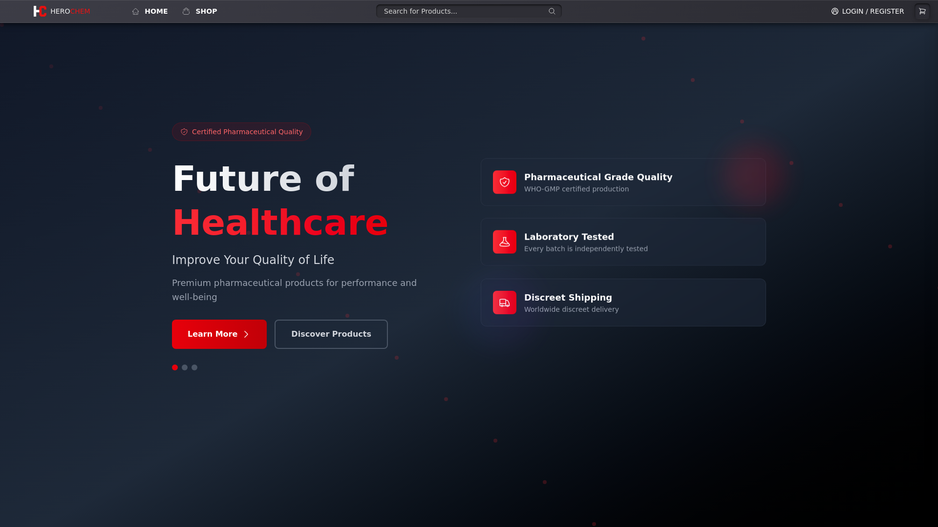 website screenshot of https://herochem.shop/