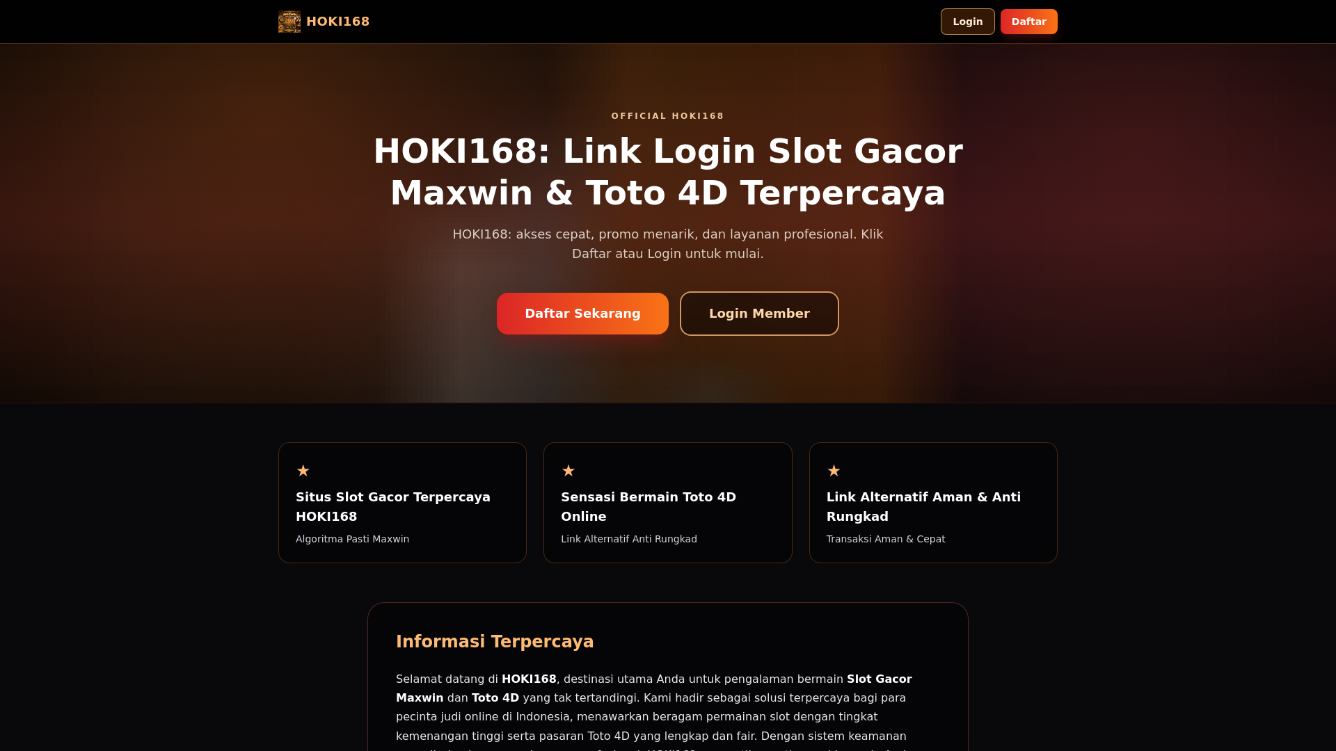 website screenshot of https://hoki168-login-slot-46c.pages.dev/