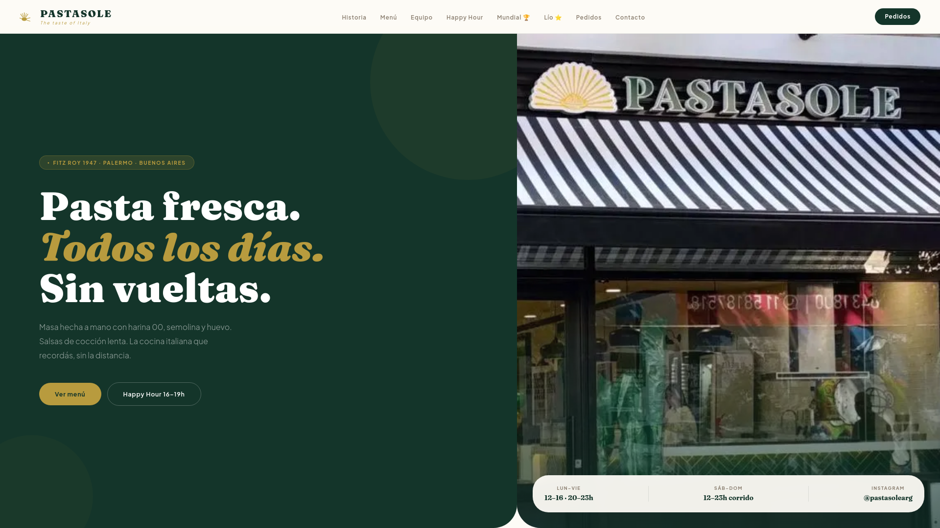 website screenshot of https://pastasole.shop