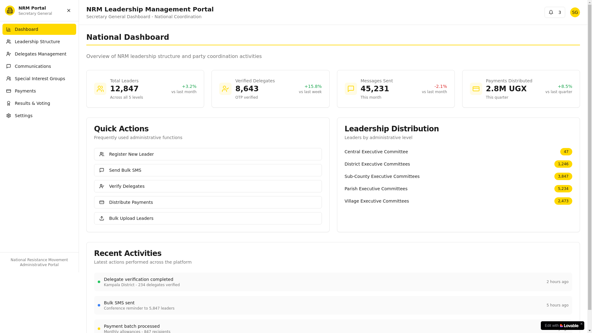 website screenshot of https://nrmsecretarygeneral.org/
