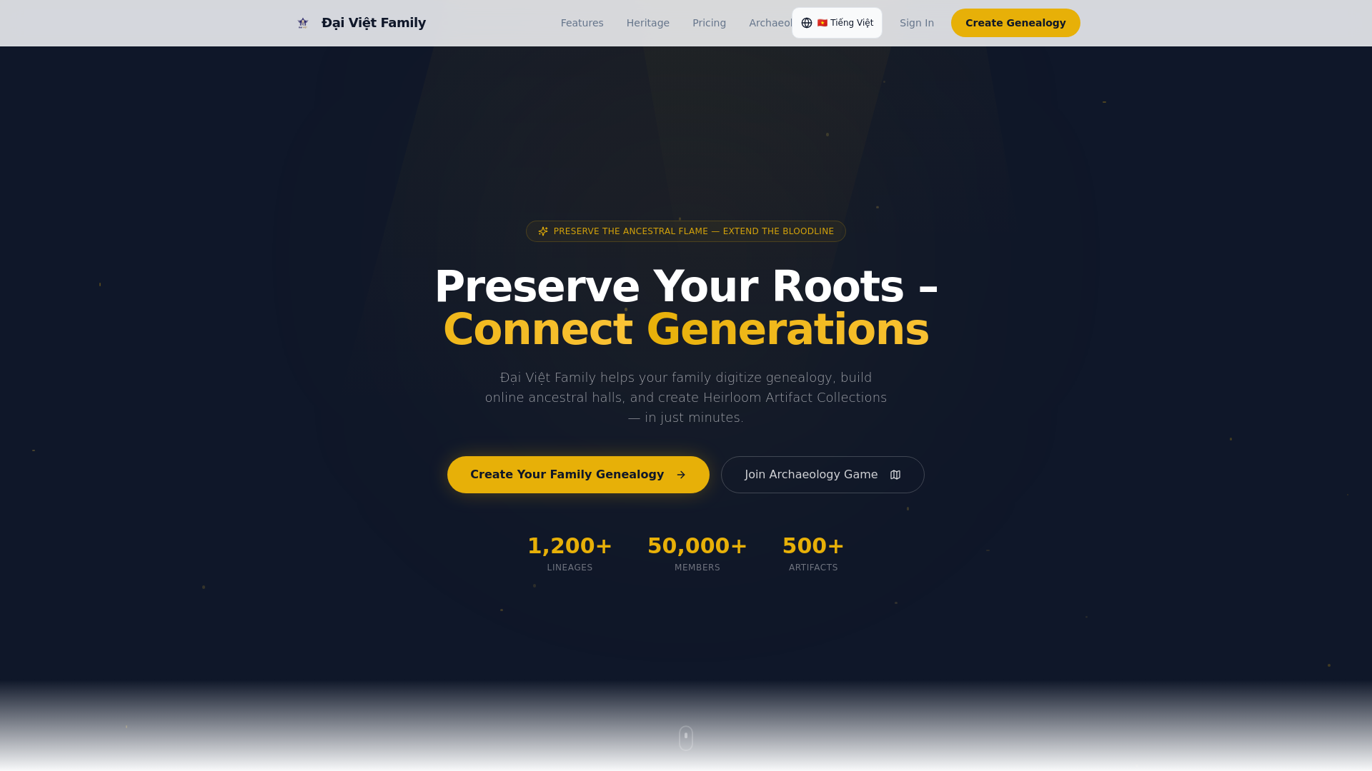 website screenshot of https://daivietfamily.com/