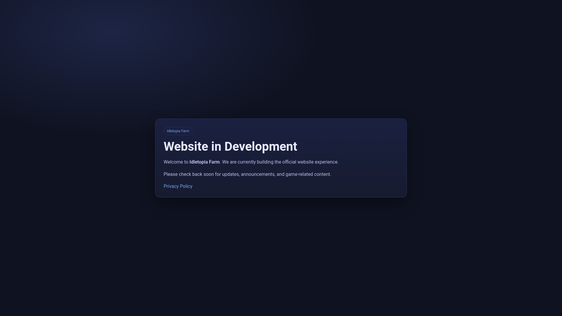 website screenshot of https://idletopia-farm.com