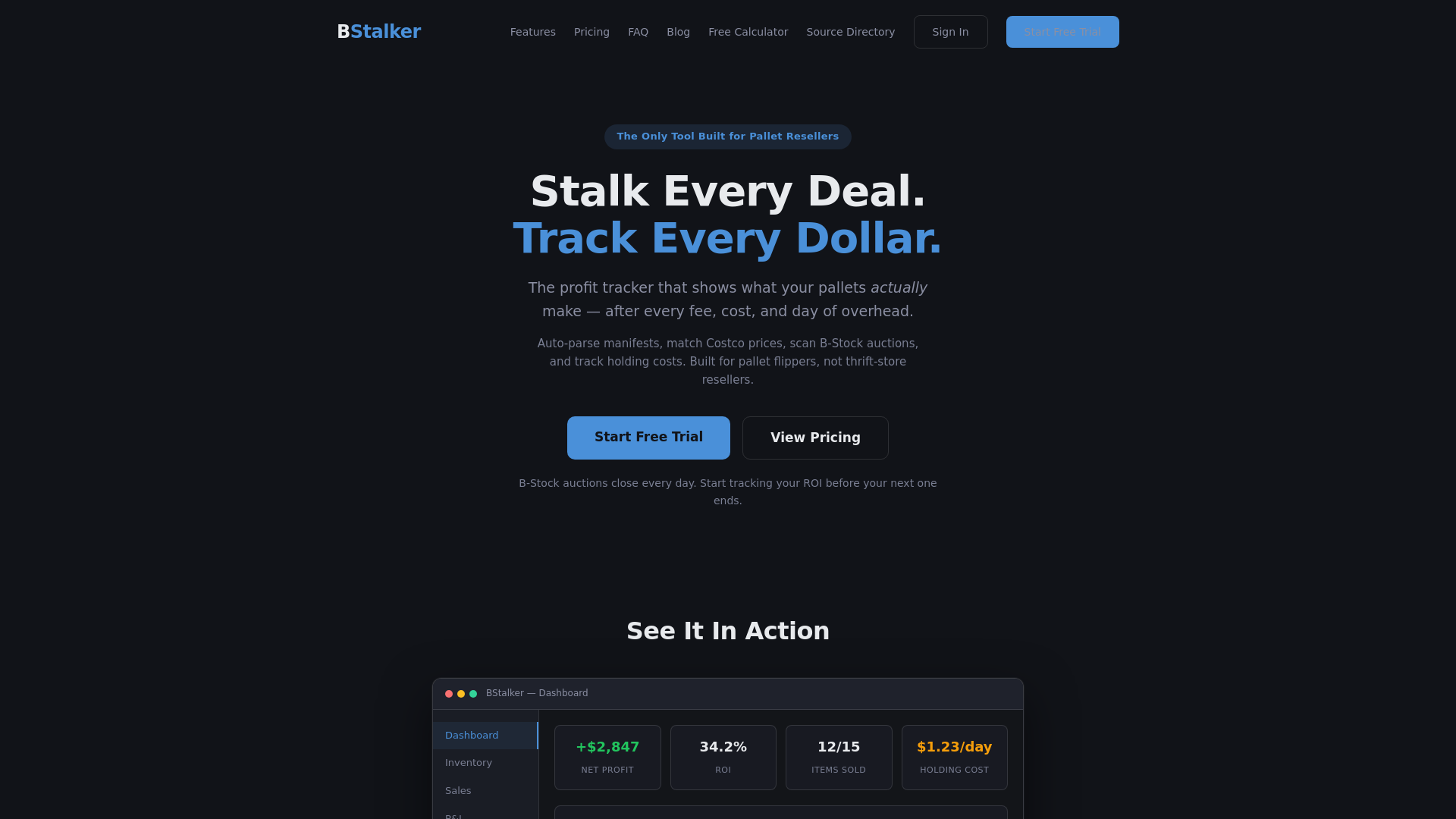website screenshot of https://bstalker.com