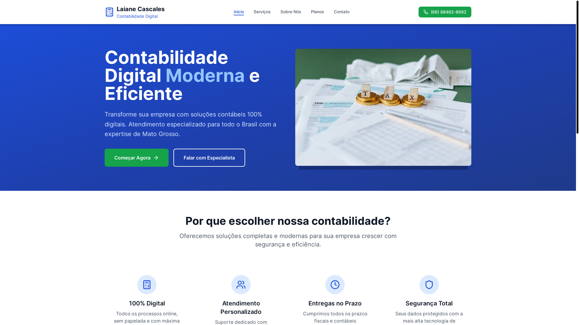 website screenshot of https://laianecascalescontabilidade.shop/