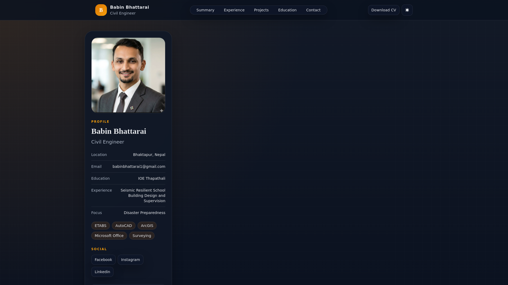 website screenshot of https://babinbhattarai.com.np