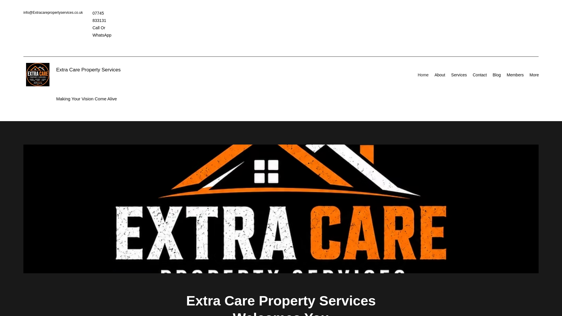 website screenshot of https://extracarepropertyservices.co.uk/