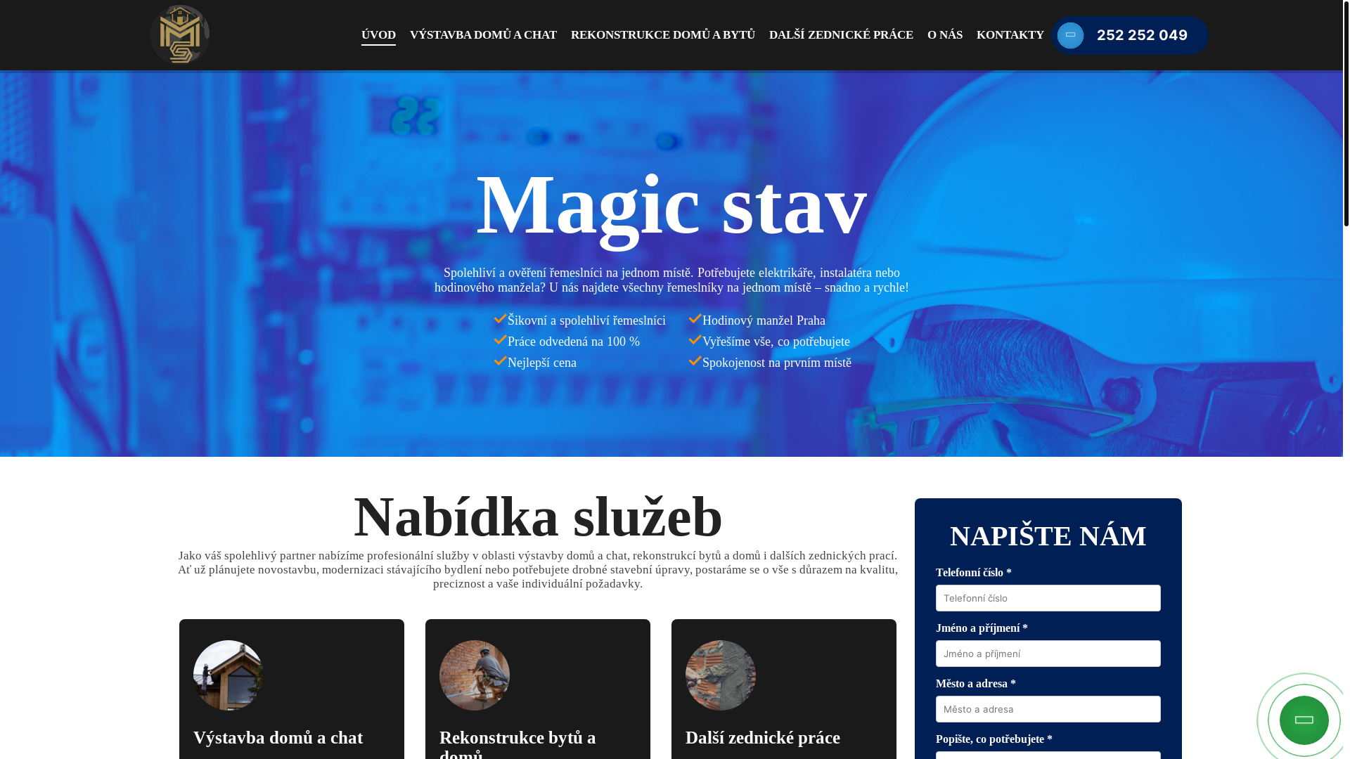 website screenshot of https://magicstav.cz/