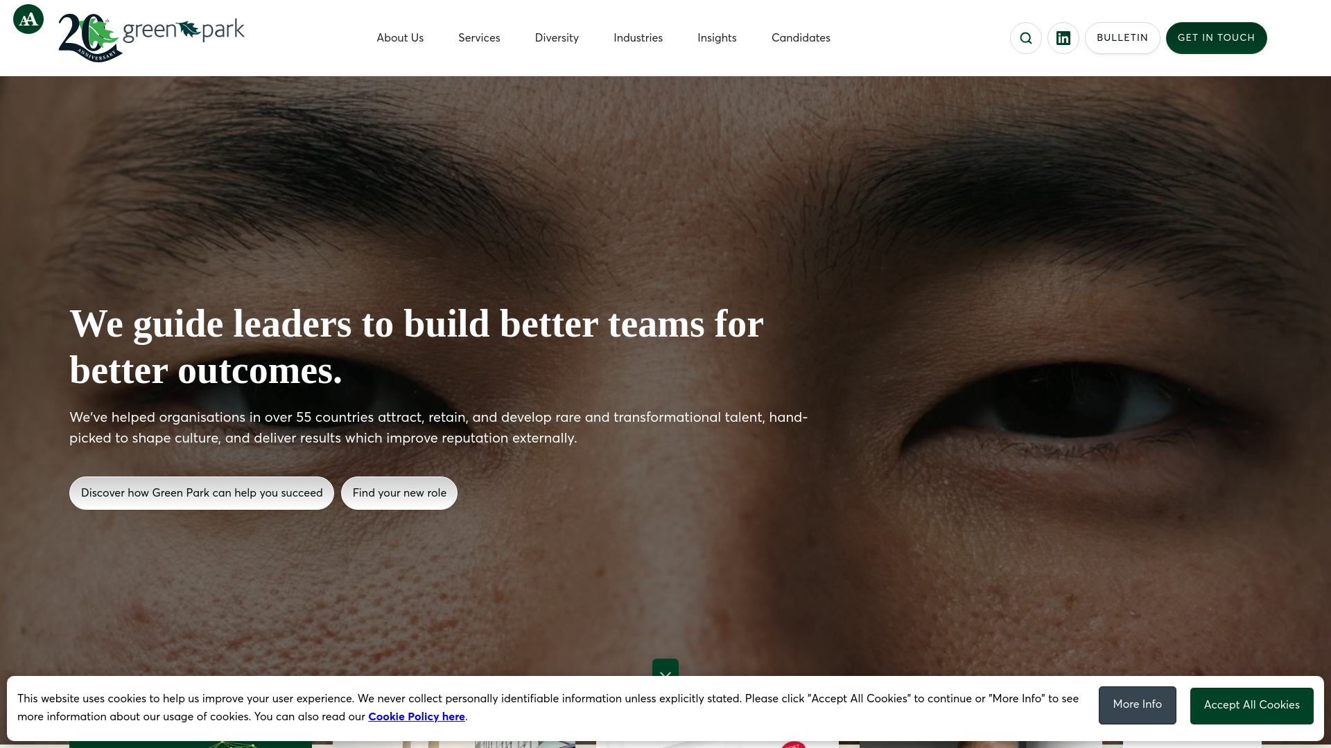 website screenshot of https://greenparkinternational.com/