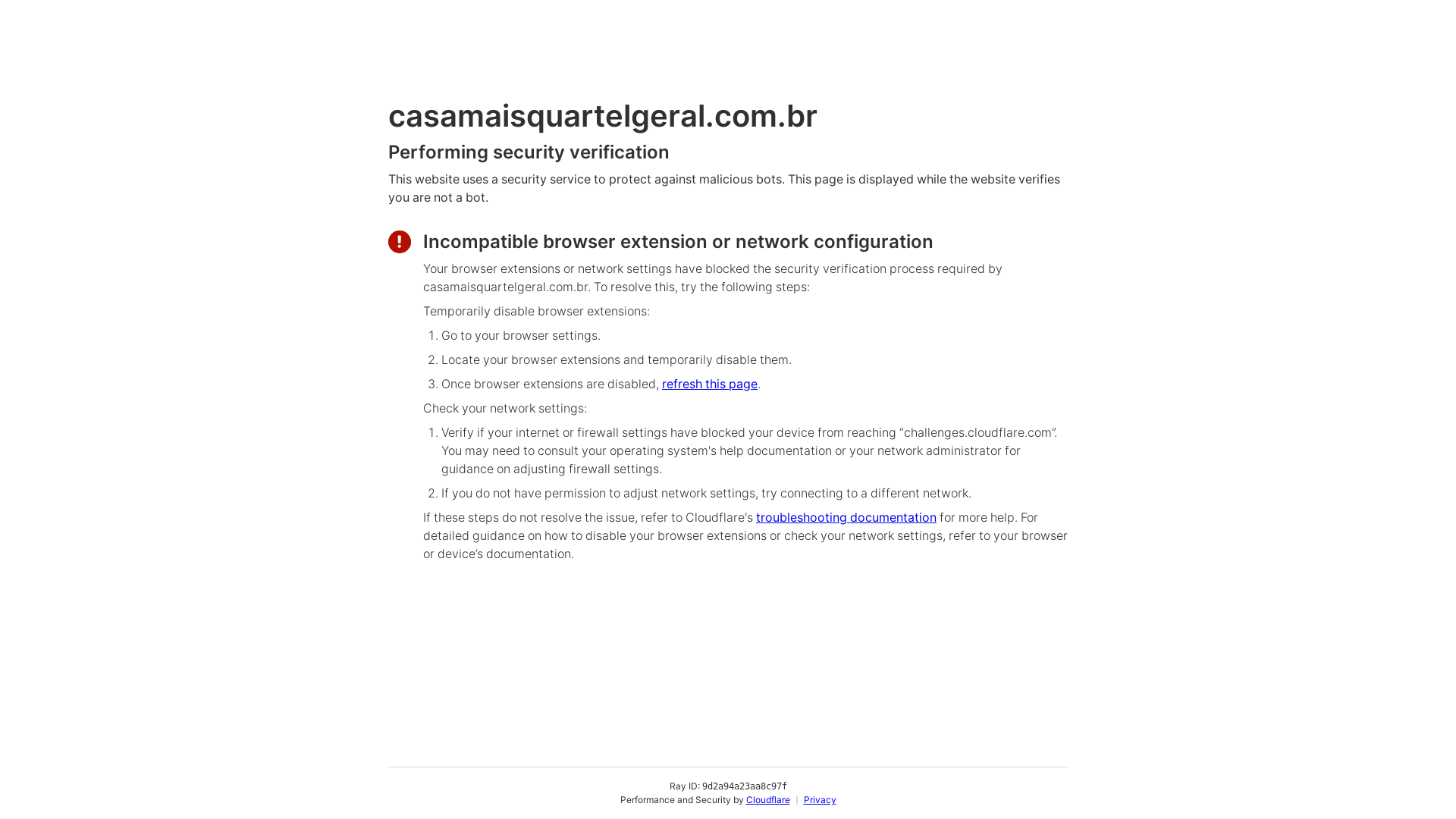website screenshot of https://casamaisquartelgeral.com.br/