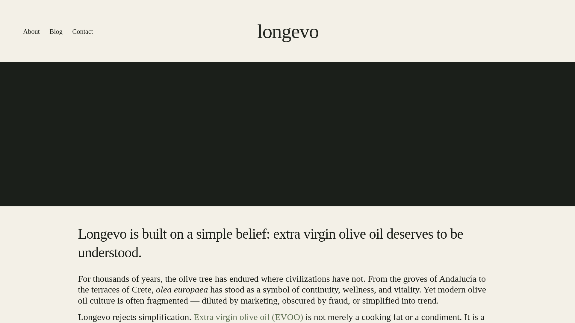 website screenshot of https://longevoolive.com/
