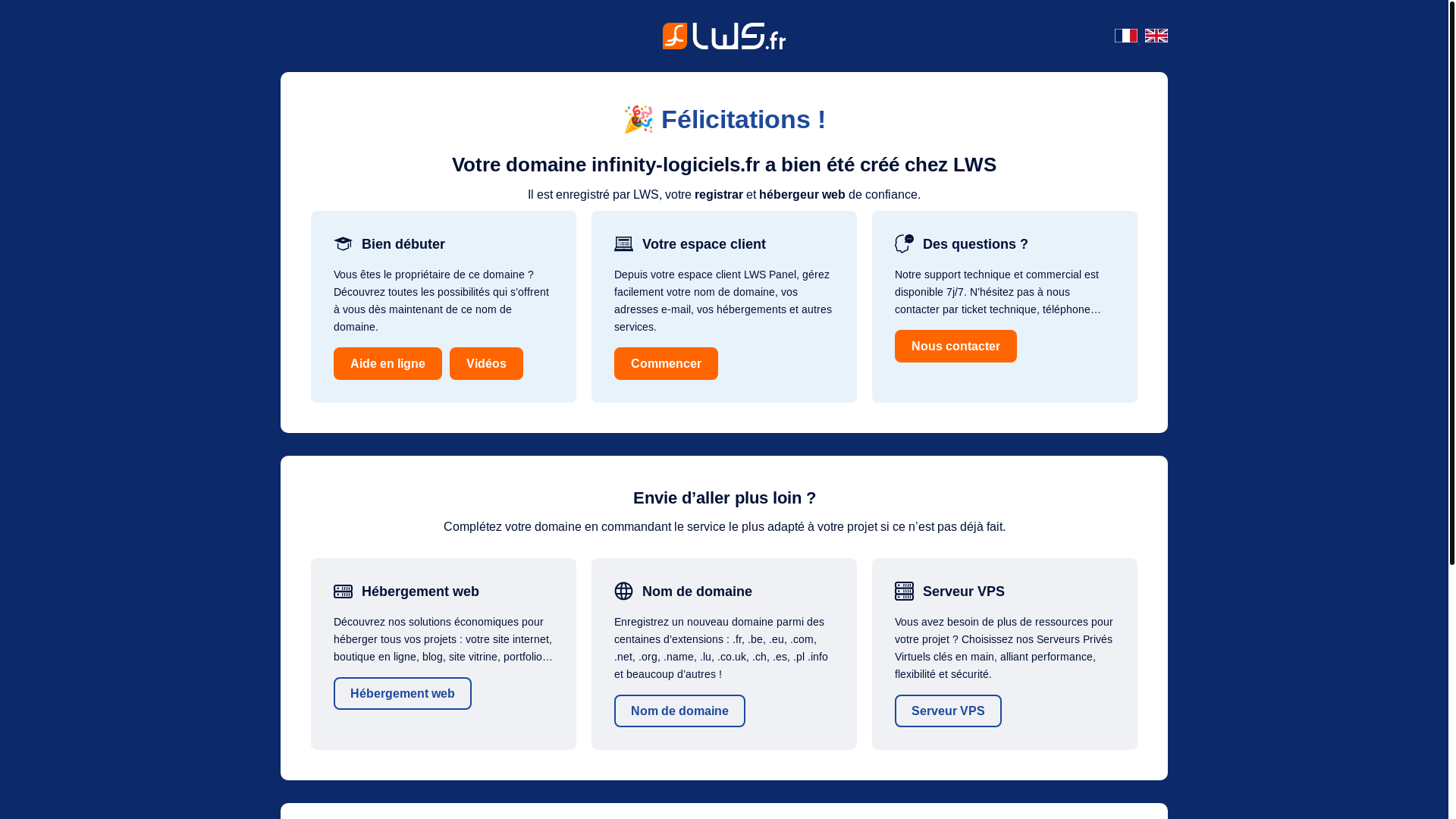 website screenshot of https://infinity-logiciels.fr/