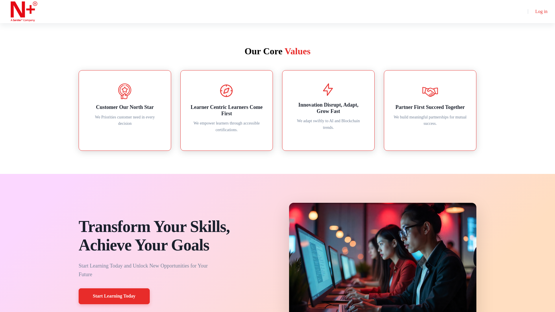 website screenshot of https://nplusglobalit.com/