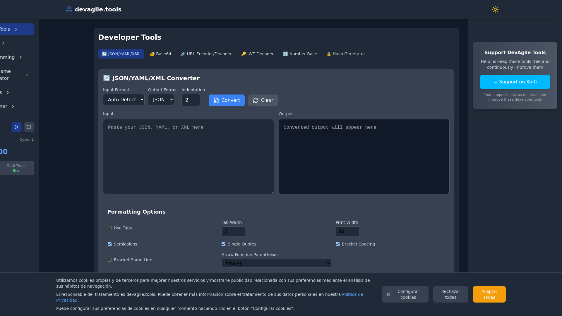 website screenshot of https://devagiletools.pages.dev/